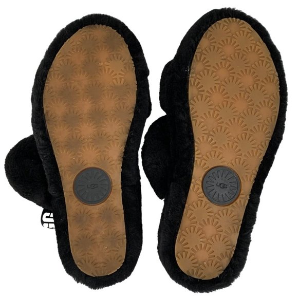 UGG Womens Fluff Oh Yeah Slide Slippers Sherpa Black Size 8 EUC $120 6806 Sling - Picture 10 of 12